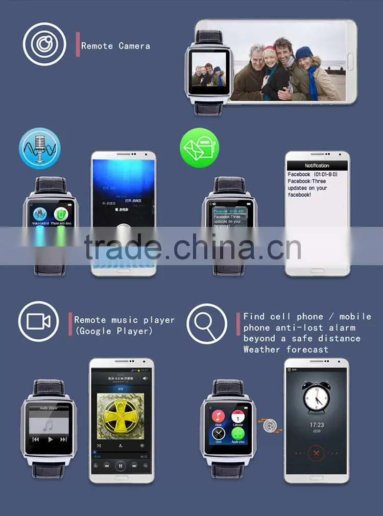 Heart rate Leather strap Bluetooth Watch Phone with luxury giftbox