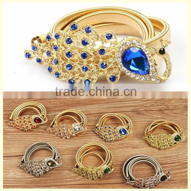 Fahion adjustable sexy belly chain sapphire peacock waist chain