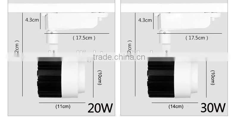 Aluminum LED Track Light COB LED Track Light 20w watte white surface mounted