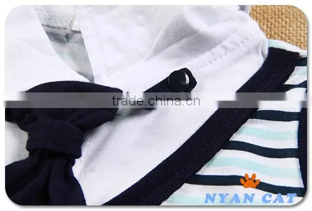 2016 British Style Newborn Baby Clothes Cotton Jumpsuits Breathable Toddler Boy Stripe Rompers Breathable Handsome Boy Clothing