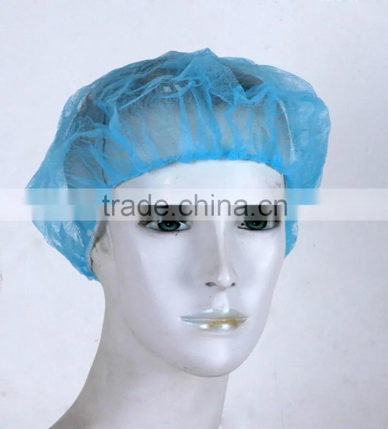 21" PP non woven 10gsm Bouffant Caps round caps white blue green orange pink colorful latex free elastic