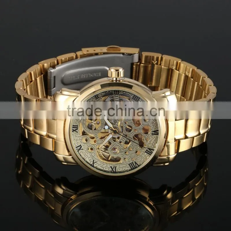 2016 Brand New Gold Watch Custom Logo Automatic Self winding Wrist Watch for Men ZB007