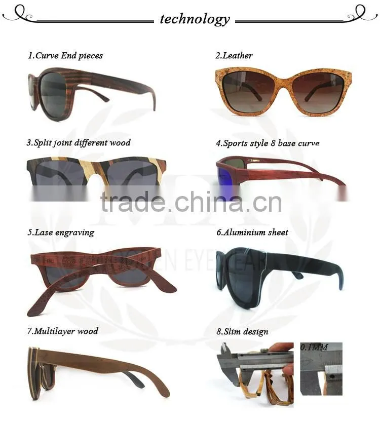 Stain white color or any color bamboo sunglasses