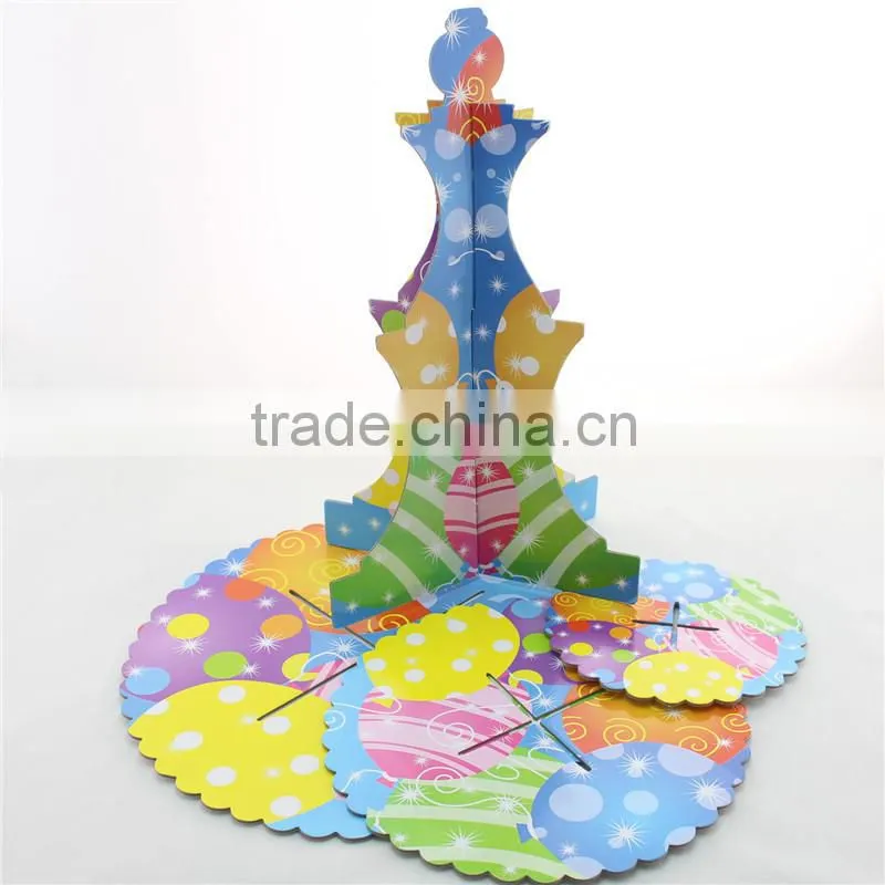 3 Tier Wedding Baby Shower Supplies Cardboard Cake Holders, Party Paper Cupcake Stand