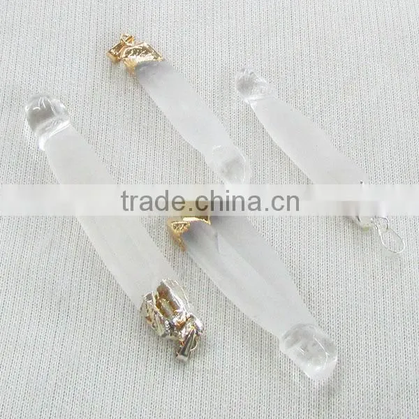 JF6887 Hot sale gold plated druzy citrine quartz cylinder column pendants with gold cap and bail