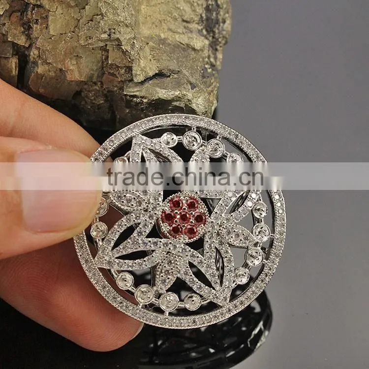 CZ6667 Clear CZ micro pave big flower pendant charm