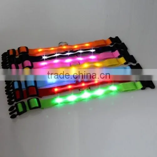 NEW Dog Personalized LED Light Nylon Pet Flashing Glow Nylon Collar Blue