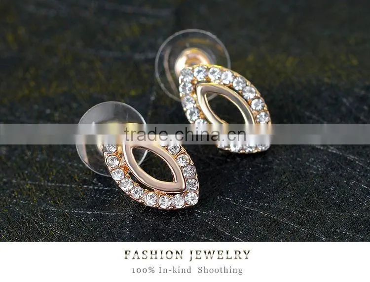 Royal Noble Geometric Oval Hollow Crystal Gems Drop Pendant Decoration Necklace Elegant Jewelry Set For Braid Wedding Accessory