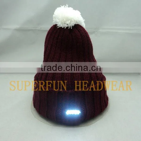 LED light acrylic beanie winter caps