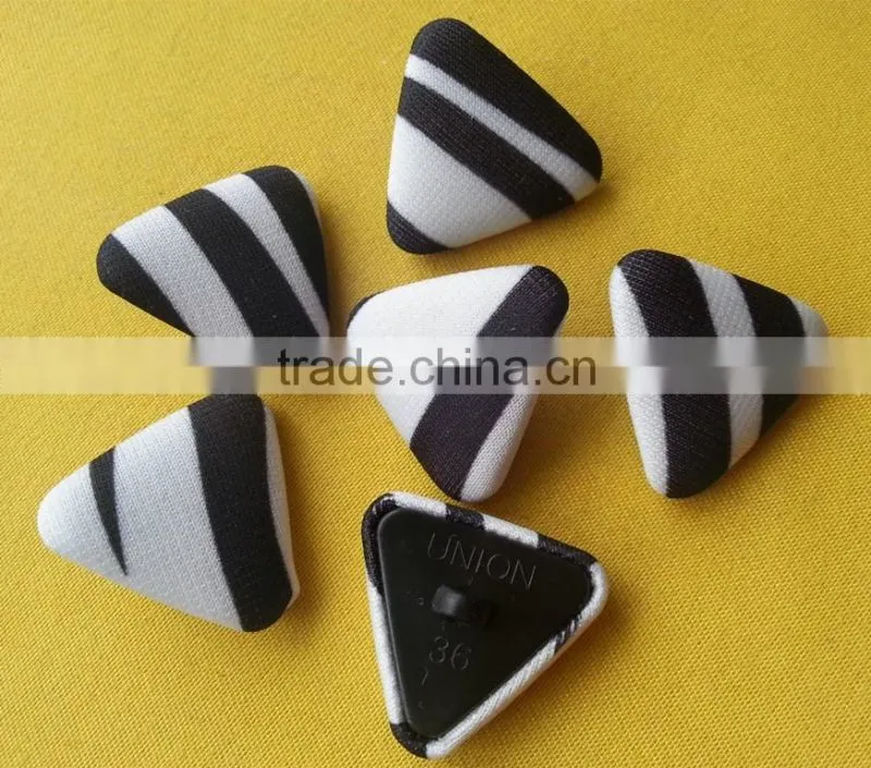 Triangle Shape Fabric Covered Shank Button -- F1506