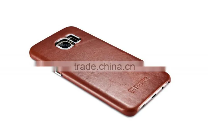 Original Icarer Vintage Series High Quality Real Leather Rubber Back Case for Samsung S7 edge MT-5682