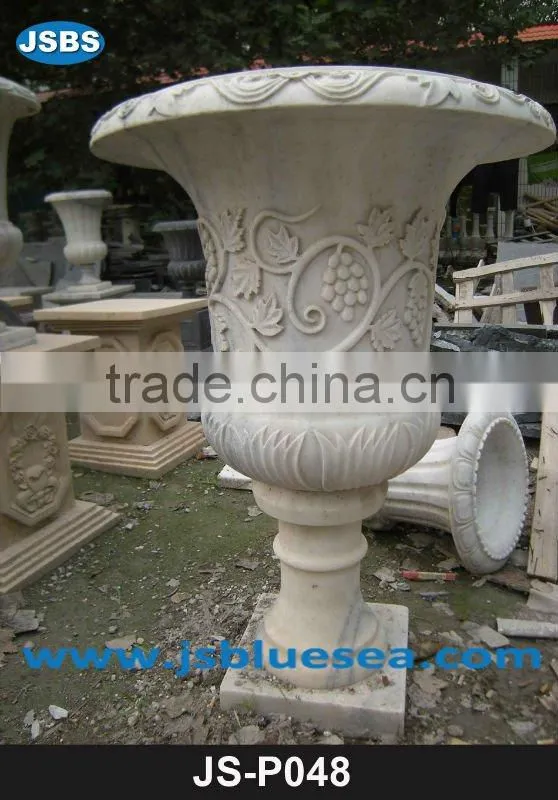 Handmade White Marble Tea Cup And Saucer Flower Pot For Sale