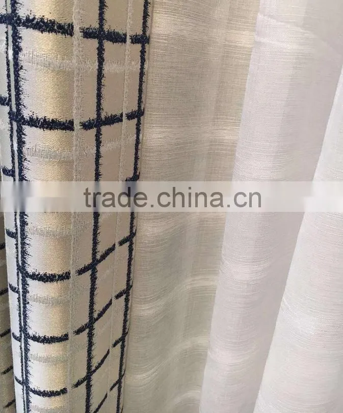 More modern grid jacquard shading bedroom window sitting room drapes