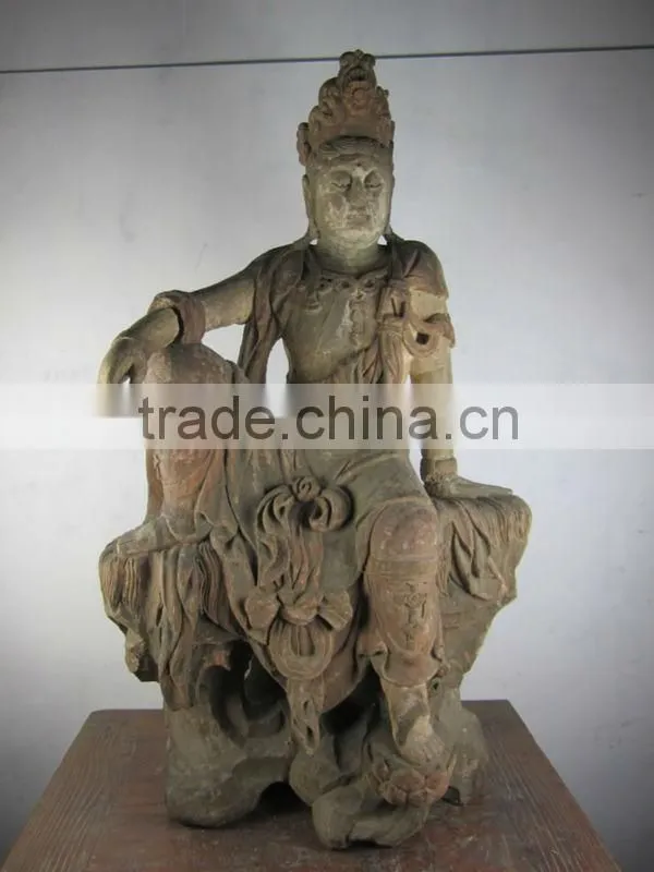 chinese antique wooden dancing buddha statu