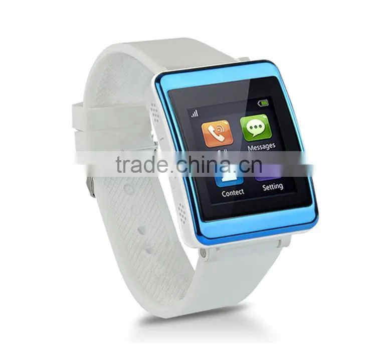 2015 Fashion P1 Capacitive Touch Bluetooth Smart Watch Phone Card Watch With Leather Watchband