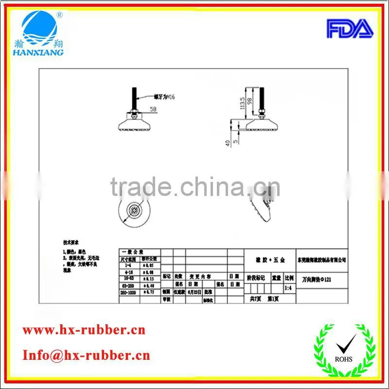 Middle adjustable rubber equirement feet supplier