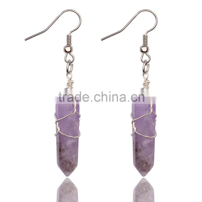 Lapis lazuli point pendant earrings for gifts