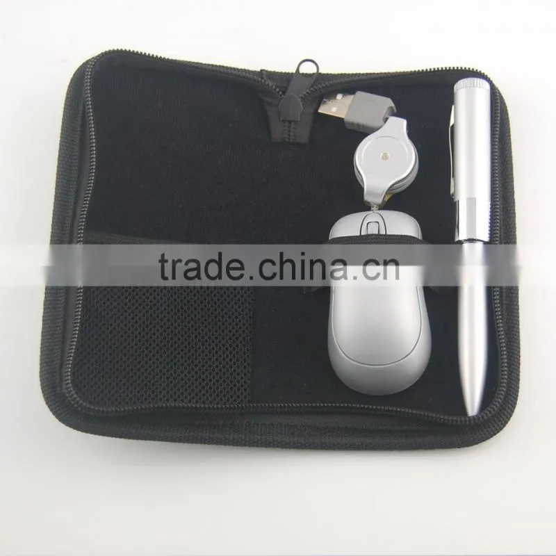 Portable USB kits gift sets with USB pendrive in nylon pouch