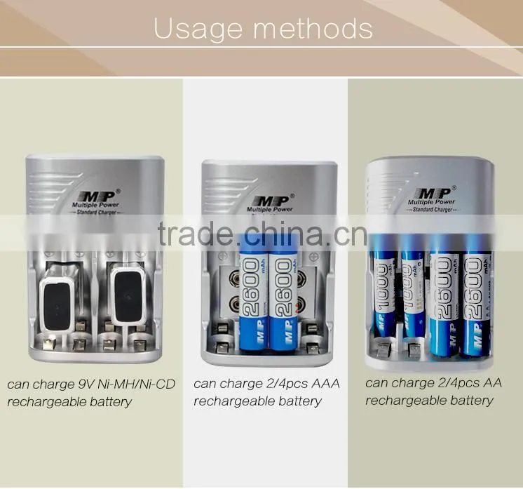 2016 Factory Sale MP-709 AAA/AA ,9V Ni-CD/Ni-MH Battery Charger High Quality Smart Charger
