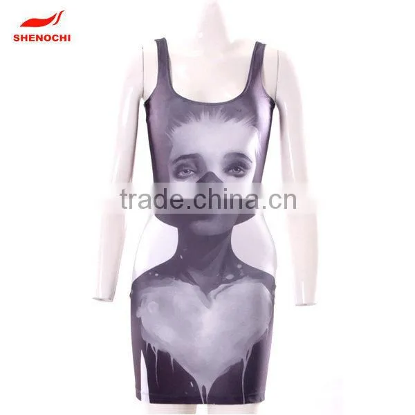 Hot selling special sublimation printing fashion latest women dress