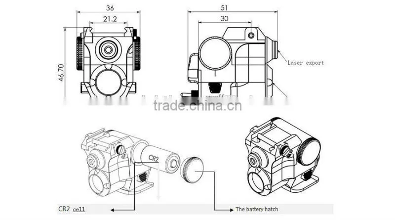 The Smallest Laser gun sight with three laser colors adjustable,red,green or infrared used for glock type and rifle guns