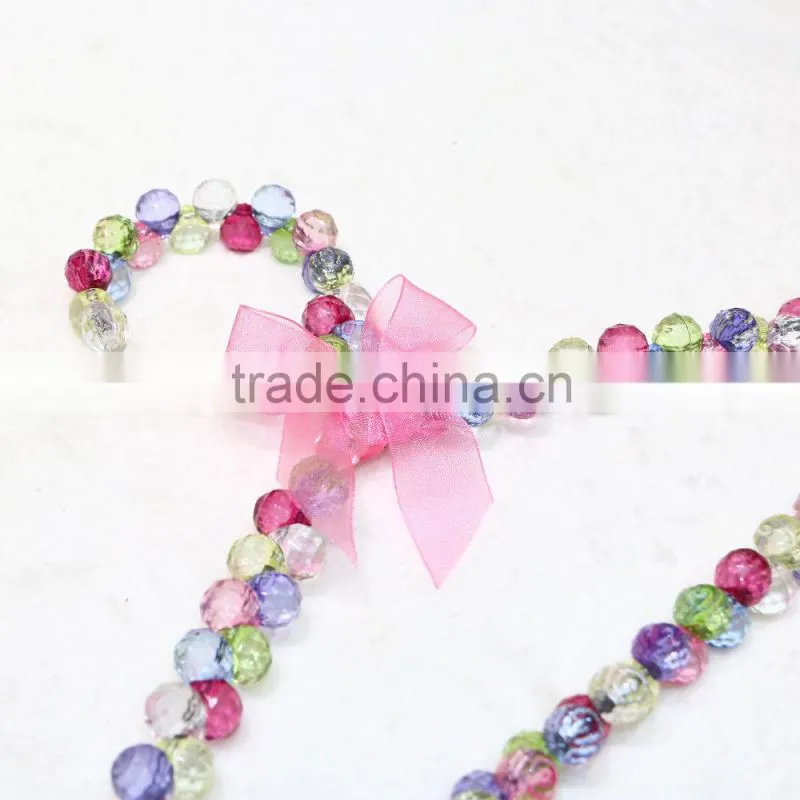 Luxury plastic kids plastic beaded hanger with lovely ribbon