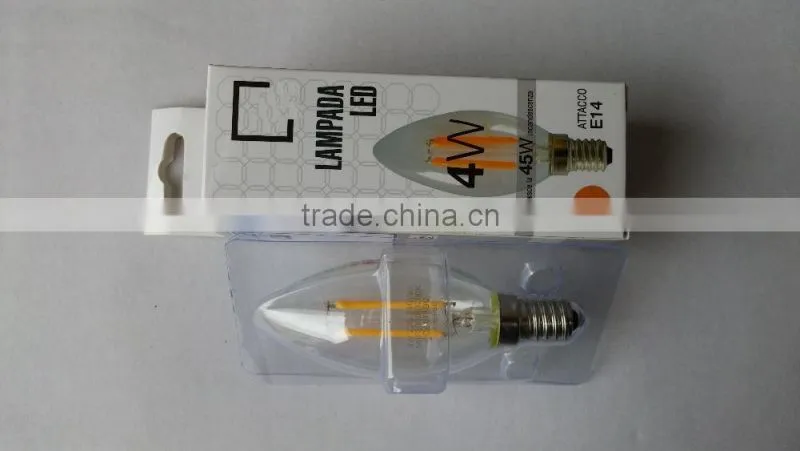 360 degree CE RoHS certificated e14 4w led filament candle