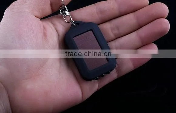 MINI 3 LED ABS Solar Power Rechargeable UV Flashlight Keychain