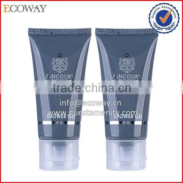 wholesale gray hotel shampoo and body lotion tube plastic bathroom set