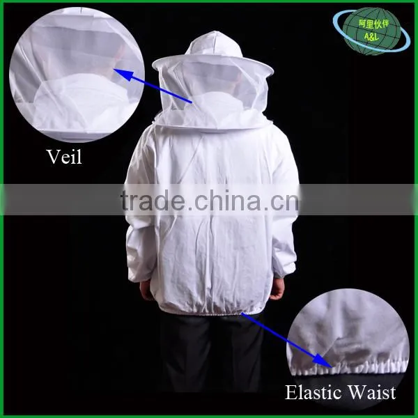 Beekeeping bee suit/jacket protective coat with hat and veil for complete protection