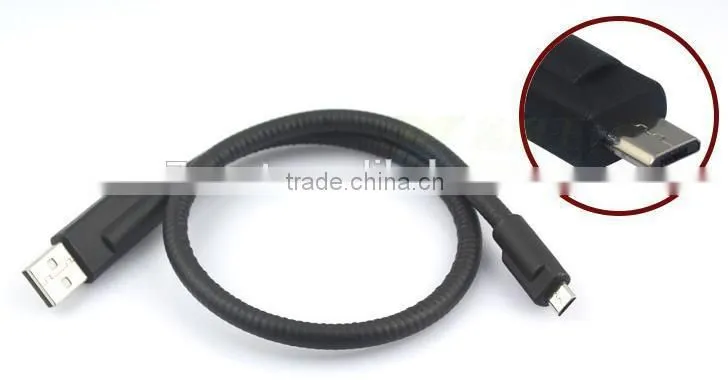 25/45/60cm Flexible Metal Micro USB Data Sync Charger Stand Holder Cable for Android phone Samsung iphone