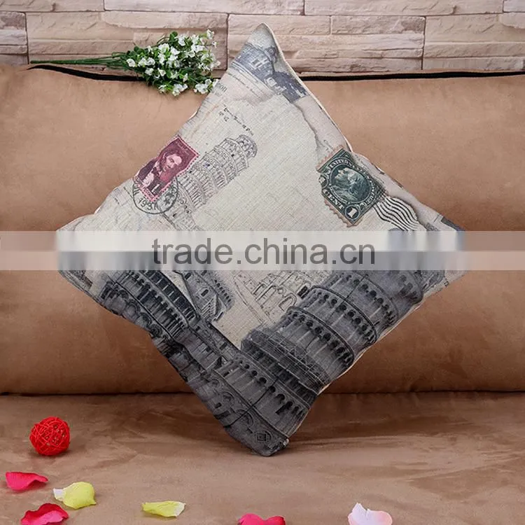 2015 europeanism leaning tower Pisa cotton and linen hold pillow Sofa cushion cover home furnishing hold pillow