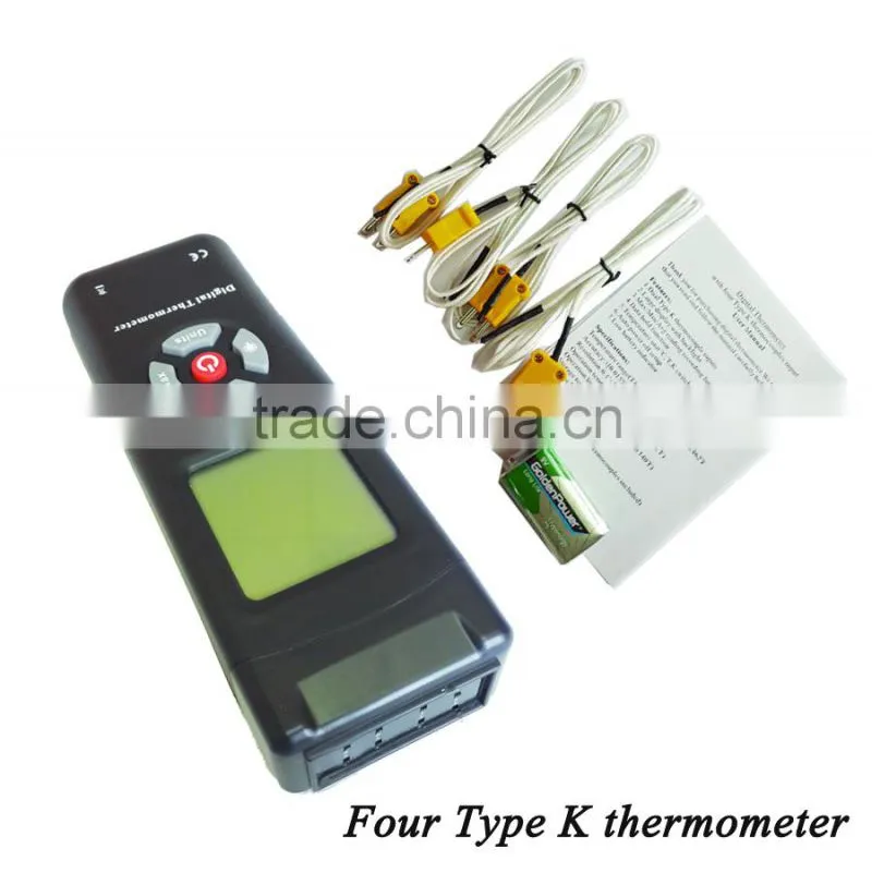 2015 high quality Digital LCD K Type -200~1350C Thermometer Meter 4 Input Thermocouple Probe temperature thermometer TL-TK04