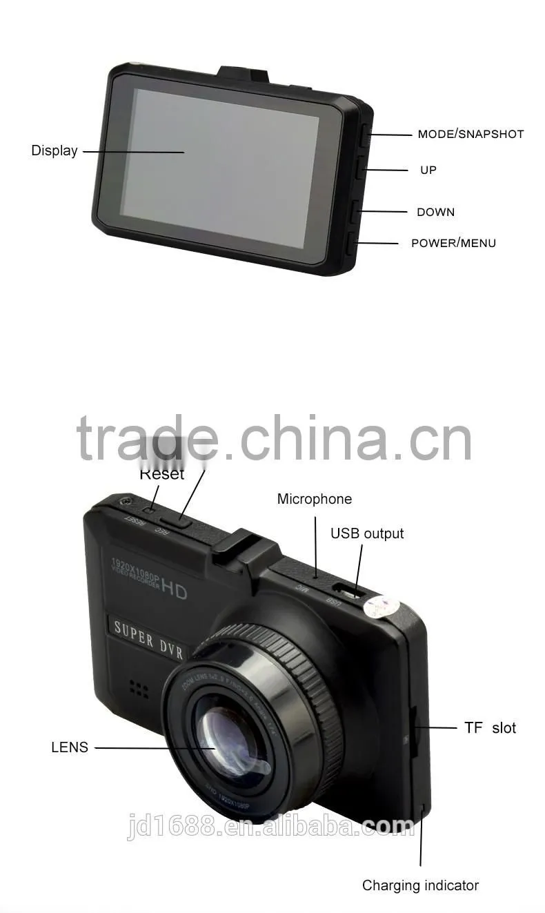 low cost Wide angle 3.0 inch HD 1080p vehicle dvr car black box