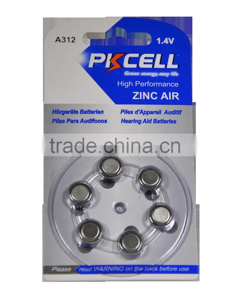 PKCELL A10 A312 A675 A13 Hearing aid battery 1.4v zinc air button cell battery