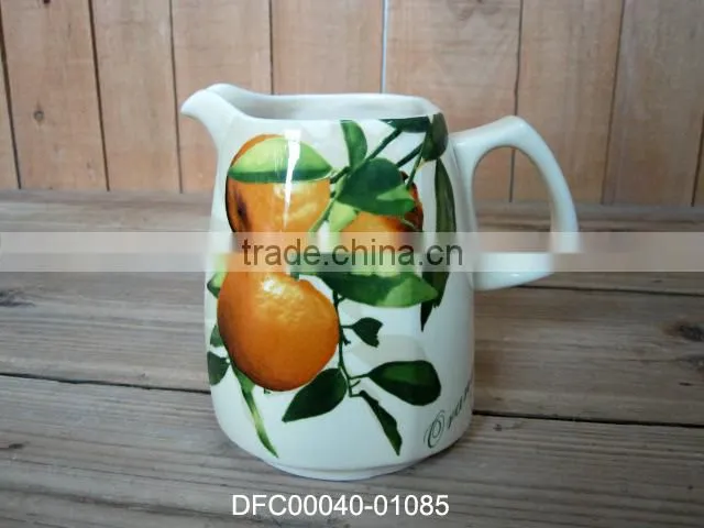 Orange Decal Ceramic Deep Dinner Plate
