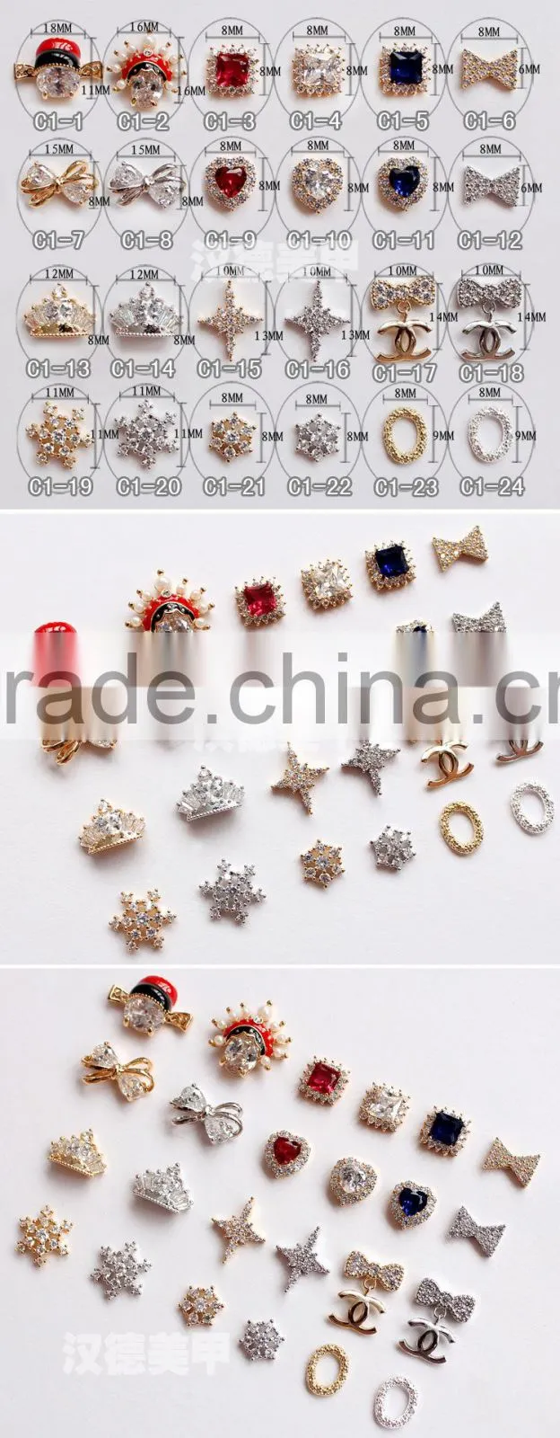 fancy metal charm jewelry for nail art decoration