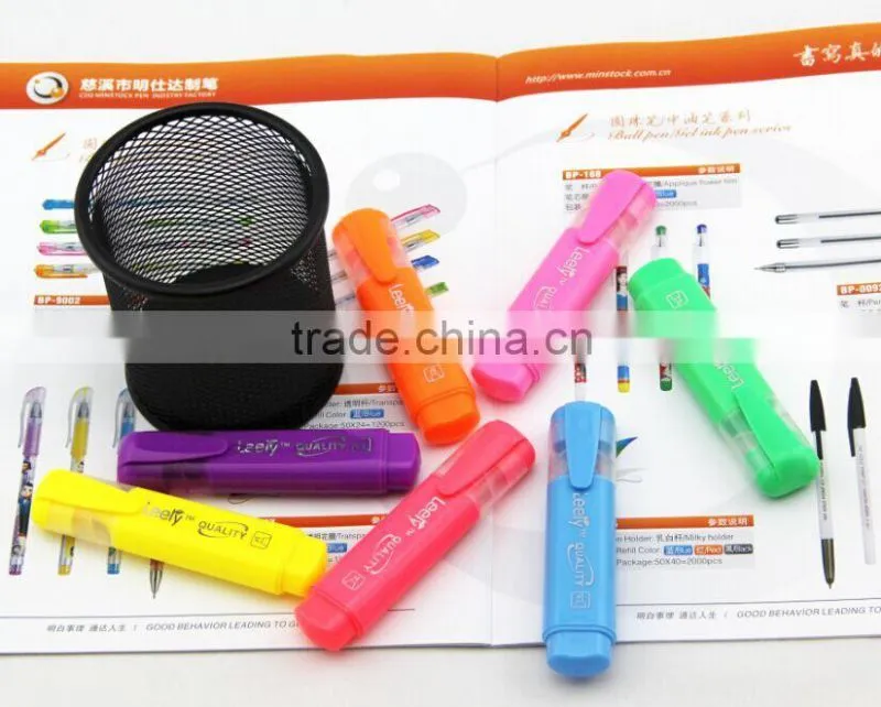 bright multi-color flat barrel highlighter pen