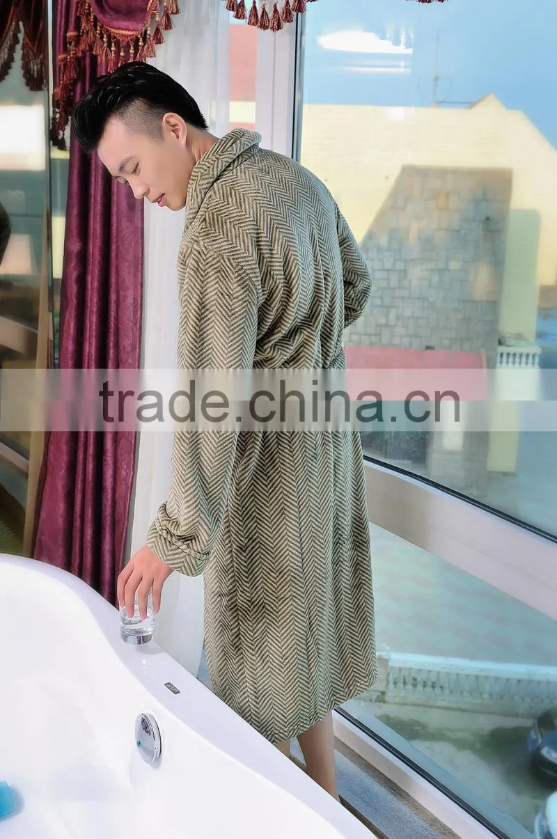 100% Polyester Print Bathrobe For Men