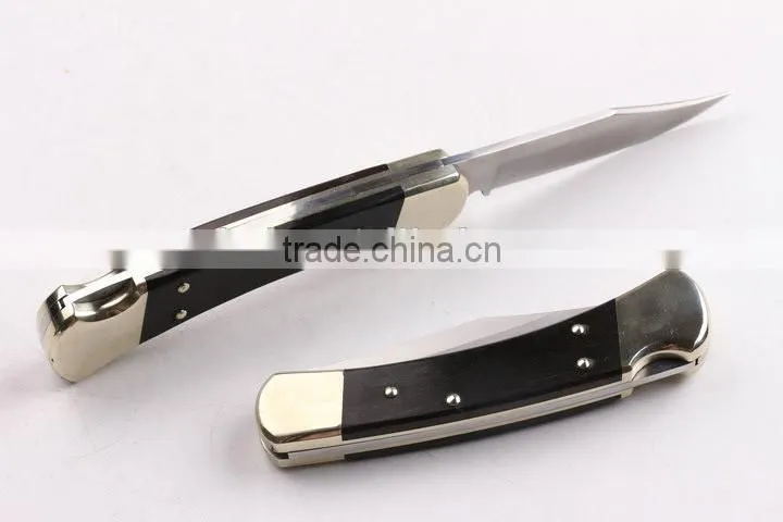 OEM 440 stainless steel folding backlock knife with brass handle