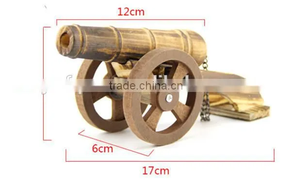 Handmade natural wooden military toy cannon
