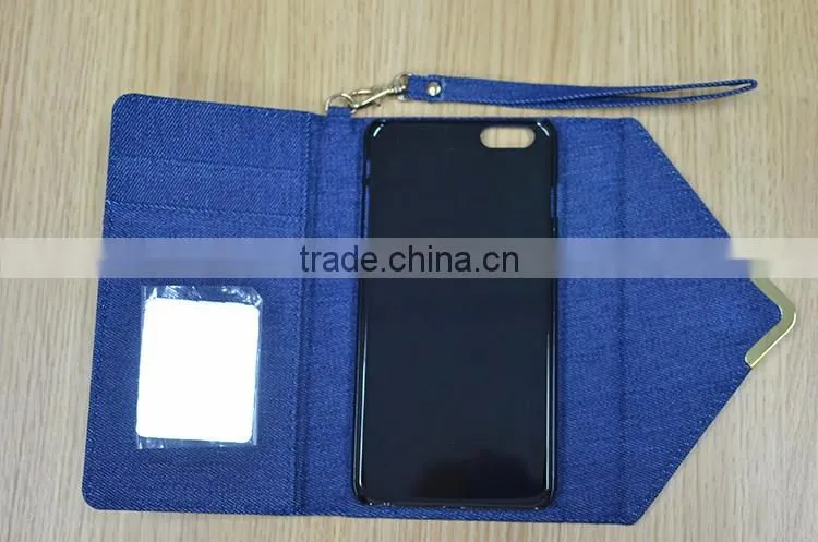 Denim 3d cartoon fabric leather case for iphone 6 6s 7