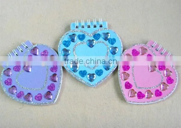 Mini notebook heart shape with stone