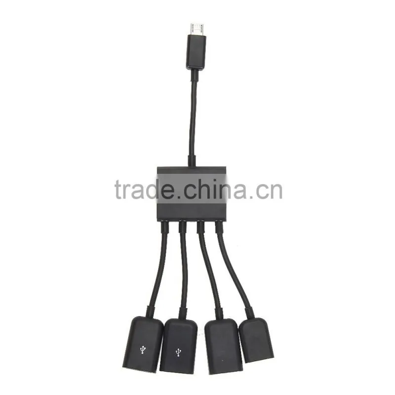 High quality usb hub 4 Ports 185mm Micro USB Power Charging OTG Hub Cable