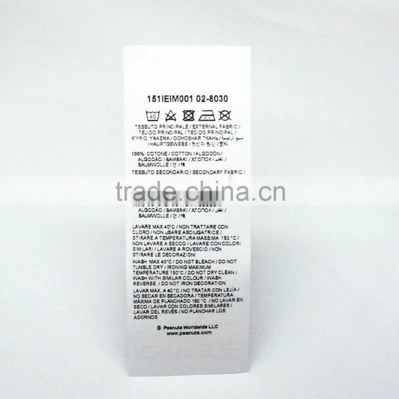 Black Care Label For Garment