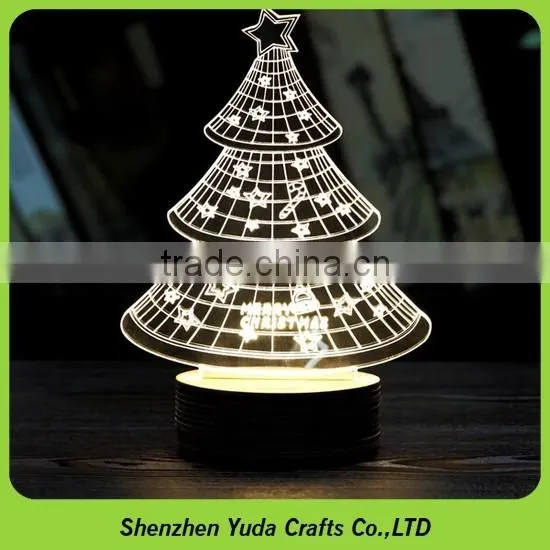 High Transparent Flat Packing Acrylic Small Night Light With Wooden Base