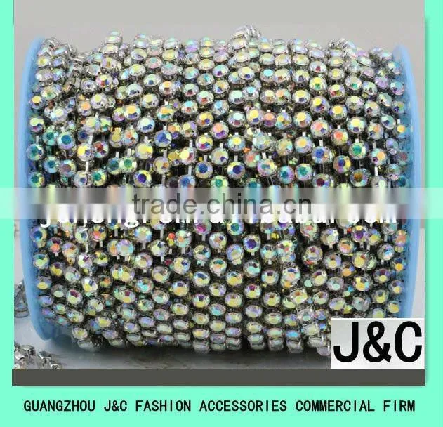 SS28 6mm multi color shinny strass rhinestone cup chain