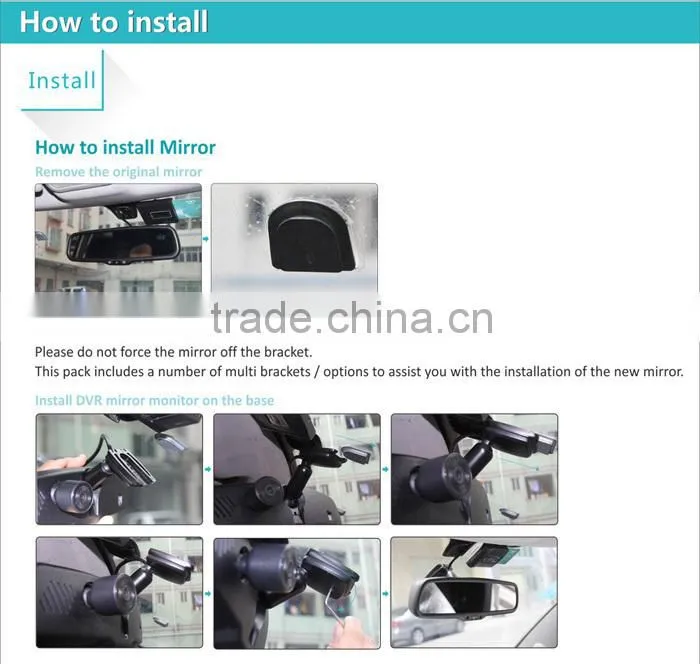 4.3 inch car rear view mirror monitor and HD 1080p Camera DVR with 2 AV-in