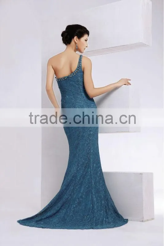 Elegant Beaded Mermaid Blue Evening Women Dresses prom dresses 2014