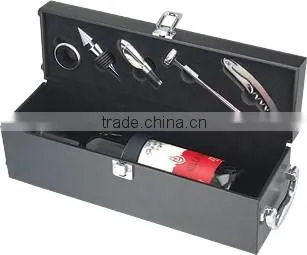 one bottle artificial leather wine box with wine accessories
